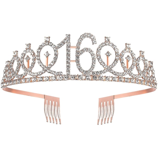 16-vuotissyntymäpäiväsash ja tiara tytöille, Sweet Sixteen -syntymäpäiväsash-kruunu 16 & Fabulous -sash ja tiara