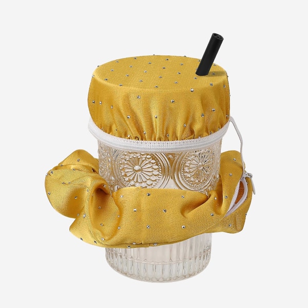 100 % Nytt Anti Spiking Drink Cover Fo Cups Glas Hår & Handled Scrunchie Skydda dig själv Yellow