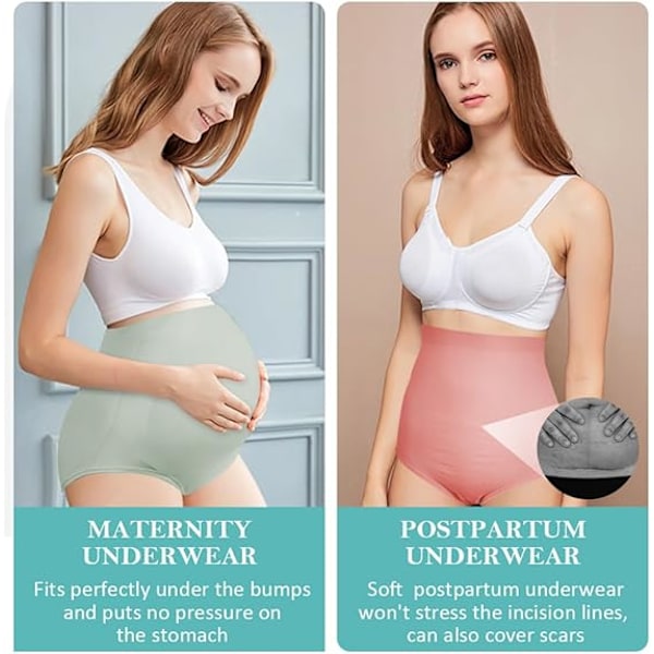 Maternitytrosor för kvinnor, 4-pack hög midja stretch maternitytrosor, mjuka och andningsbara maternitytrosor efter förlossningen