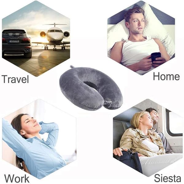 Travel Pillow - Memory Foam Neck Pillow Support Pillow, Luxurious Compact & Lightweight Quick Pack for Camping, Sleeping Rest Pillow (Grey)-FF-