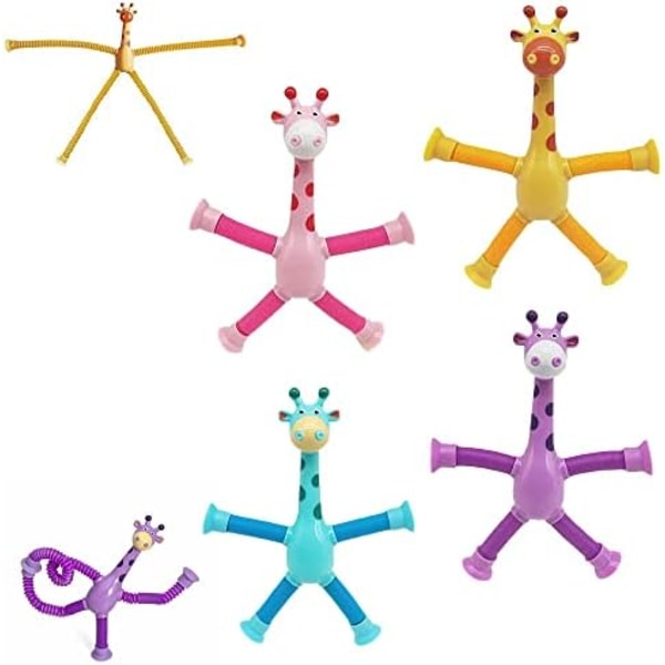 Teleskopisk sugekop giraflegetøj, giraflegetøj sanselegetøj, sjovt pædagogisk afspændingslegetøj, fidget legetøj til børn og voksne (4 stk)