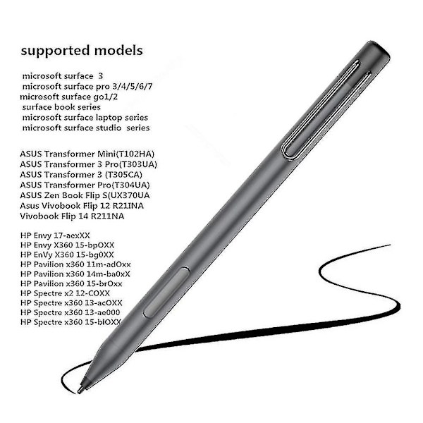 Penna för Microsoft Surface, kompatibel med Surface 3, Surface Go, Surface Pro 3, Surface Pro 4, Surface Pro 5, Surface Pro (2017), Surface Pro 6, Surf black