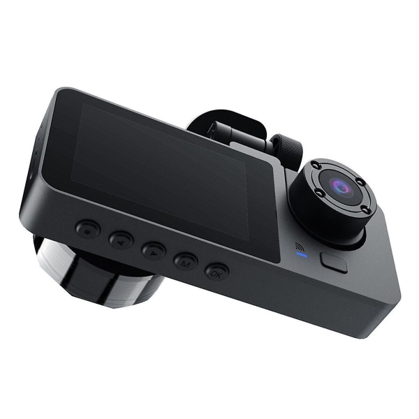 3-kanals Dash-kamera för bil, 1080P HD-bilkamera fram och bak, mörkerseende, 170 vidvinkel, slinginspelning Black
