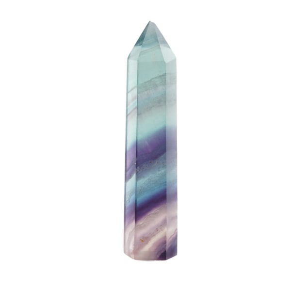 Farverig naturlig fluoritkvarts krystalstav med dekorativ Healin-sten