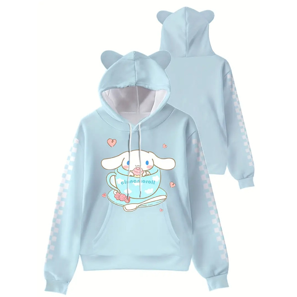 Hoodies Tegnefilm Casual Strikket Trøje med Lommer, Voksen Langærmet Hoodies, Velegnet til Gaver og Samlinger C blue 2XL