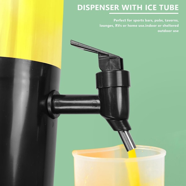 1,5 l øldispenser tårn let at rengøre integreret hane med isrør og LED-lys klar drikkevaretårn Black