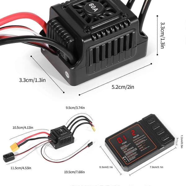 Fjernkontroll Modell Sensorløs Børsteløs ESC for Bil Leketøy Programmering Samling Motor Erstatning Biltilbehør Svart Black