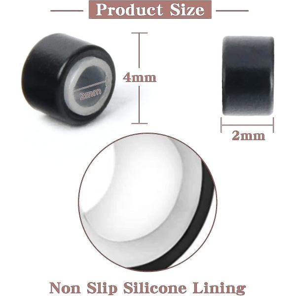 500 Stk Silikone Micro Ringe Til I Tip Hair Extensions 4mm Micro Nano Beads Micro Links Hair Beads (sort)