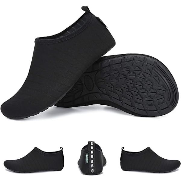 Herr och Dam Strandsko, Unisex Vattenskor Aqua Sockor Snabbtorkande Sim- och Vattenstrandsbadskor, Svart, 36-37EU