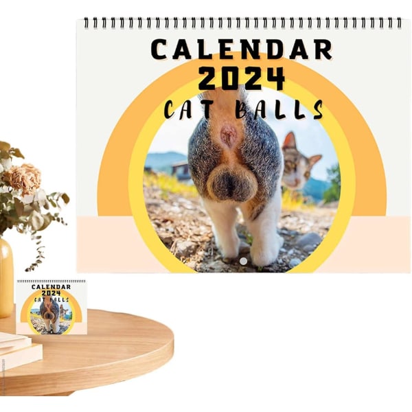 Kalender 2024 Katteballer, Katteballer Kalender 2024, Katte Buttholes Kalender, Lunefulde Og Sjove Kattebilleder Sjov Katte Butthole Kalender Gave 2pcs