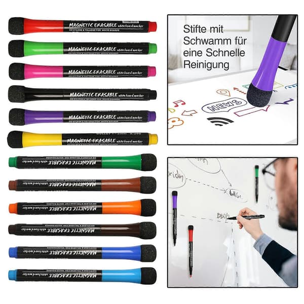 Torraderbara glasmarkörer, raderbara whiteboardpennor, kontorsmaterial