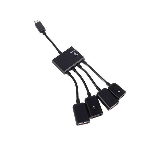 2stk 4 Port -usb Otg Hub Kabelkontakt Spliter Adapter For Android datamaskin Pc Strømlading Black