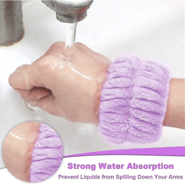 8 stk Ansiktsvaskearmbånd Mikrofiber håndleddsvask Håndklebånd Spa-armbånd for vask av ansiktsabsorberende
