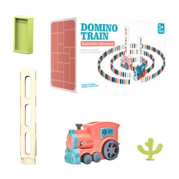 Automaattinen dominojuna - 60/80/100 kpl, päivitetty sähköinen junadominosetti lelut Pink 100pcs