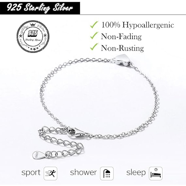 925 Sterlig Silver Hjärta/Måne/Stjärna/Bar/Lotus Armband för Kvinnor 16cm+5cm(Förlängd) Minimalistiska Smycken