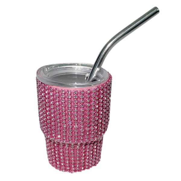 Mini Shot Tumbler med sugrör Livsmedelskvalitet Läcksäker Värmebeständig Mousserande Isolerad Vattenkopp Kaffe Mugg Rose Red