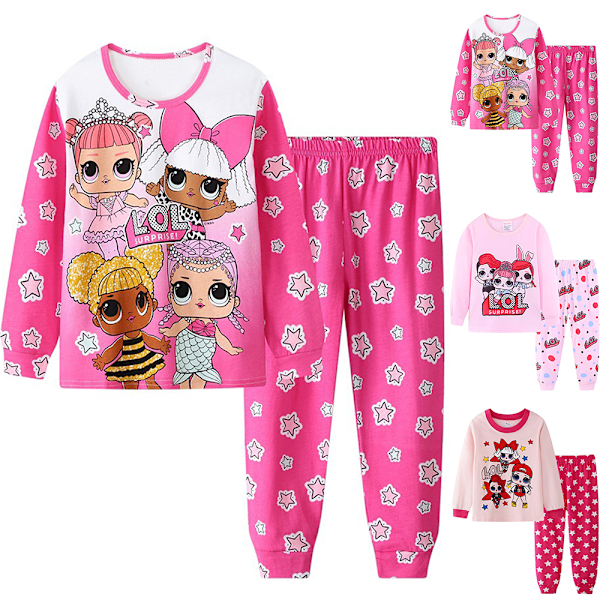 2-pack flickor tecknad docka pyjamas långärmad tröja nattkläder C C 100cm