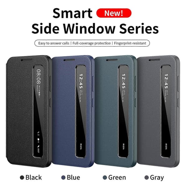 Smart View Window Flip-deksel til Samsung – Dvale- og samtalebesvaringsfunksjoner via APP black For Samsung Galaxy S25 Plus