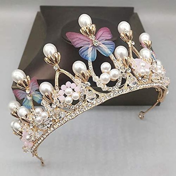 Crystal Tiara Crown Kvinder Flower Butterfly pandebånd til bryllup fødselsdagsfest