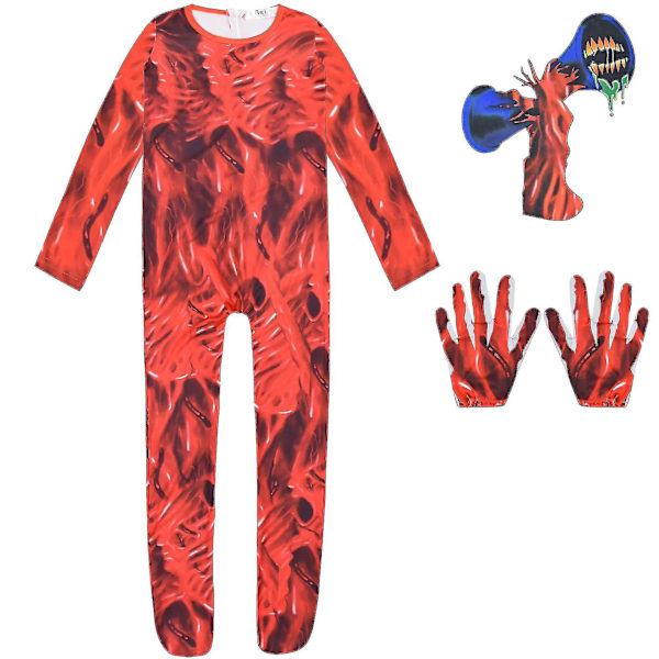 Grønn Siren Head Cosplay Kostymer for Barn Skumle Gutter Jenter Jumpsuit Med Hodeplagg For Halloween Familie Humanoid Monster Kostyme Red 130 cm