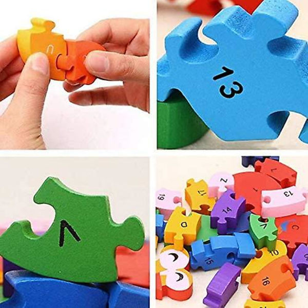 Barn Trä Dinosaurie Form Pussel Alfabet Abc Och Nummer 123 Kognitiva Pussel Block Förskola Tidig Leaning Leksaker