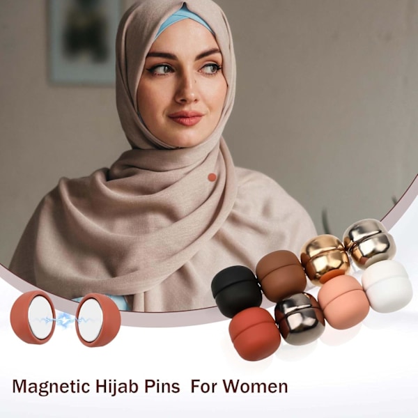 8 st hijabmagnetnålar, mångsidiga starka hijabnålar färgglada hijabmagneter nållös brosch liten magnetisk scarfklämma