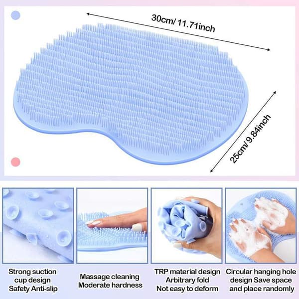 Non-slip foot scrubber, back scrubber, bathroom mat with suction cup, powerful back scrubber, wall-mounted foot mat.