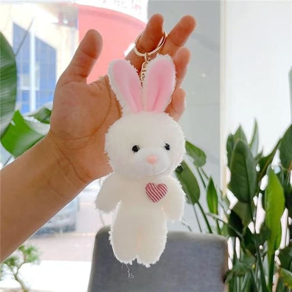 Brun bamse plys nøglering, plysdyr taske vedhæng, kawaii plys kanin nøglering, DIY nips hund plys nøglering bil nøglering pink, brun, 11 cm