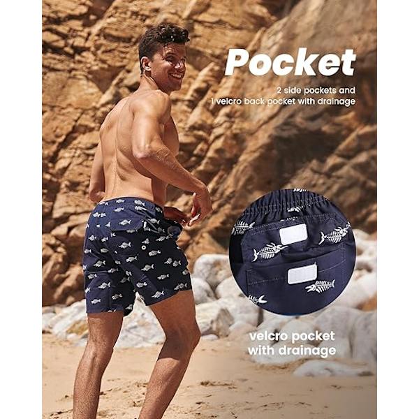 Badbyxor för män Snabbtorkande badbyxor Badshorts Casual Lounge Shorts med meshfoder
