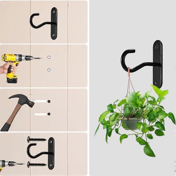 Sæt med 2 robuste loftkroge til planter, kurve, fuglefoderbræt, vind 26-27
