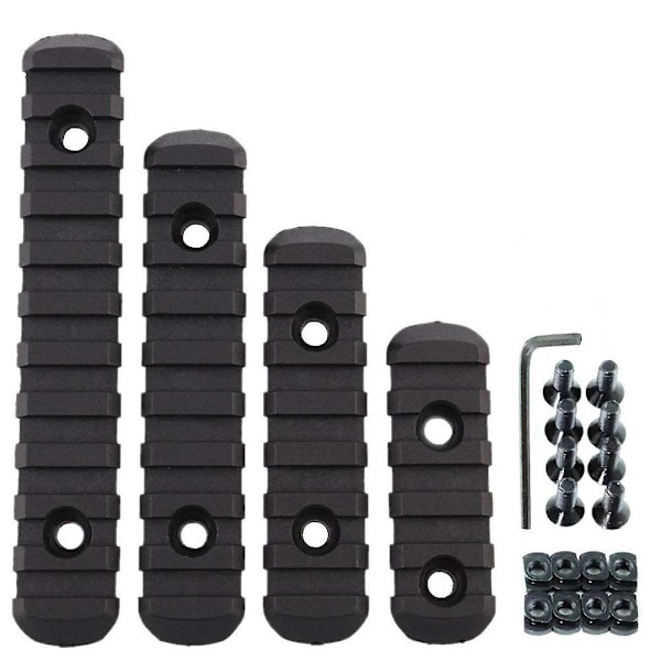 4 stk. Picatinny Rail Sektion Taktisk Rail Sektion Polymer Rail Sektion Kit Black