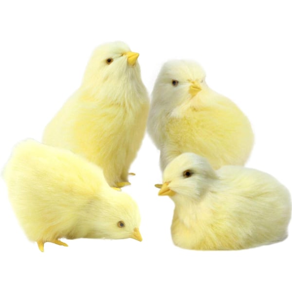 Realistisk plys kylling figurer lodnet lille kylling dyrelegetøj gul baby kylling ornamenter påske kylling gave dekoration Xixi