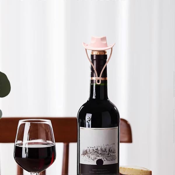 Cowboyhatt Vinpropp, Silikon Vinpropp för Vinflaskor, Läcksäker Cowboyhatt Vinflaskproppar Roliga, 2025 Nyhet Champagne Vinflaskor