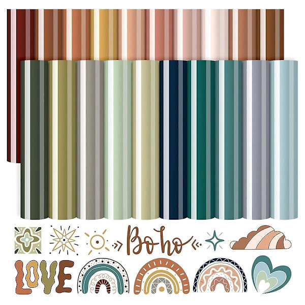 BohemianColor lämpösiirto vinyyli väri tulosta HTV liima-askartelu vinyyli vaatteet DIY kangas askartelu, 9,6 x 11,8 tuumaa As Shown