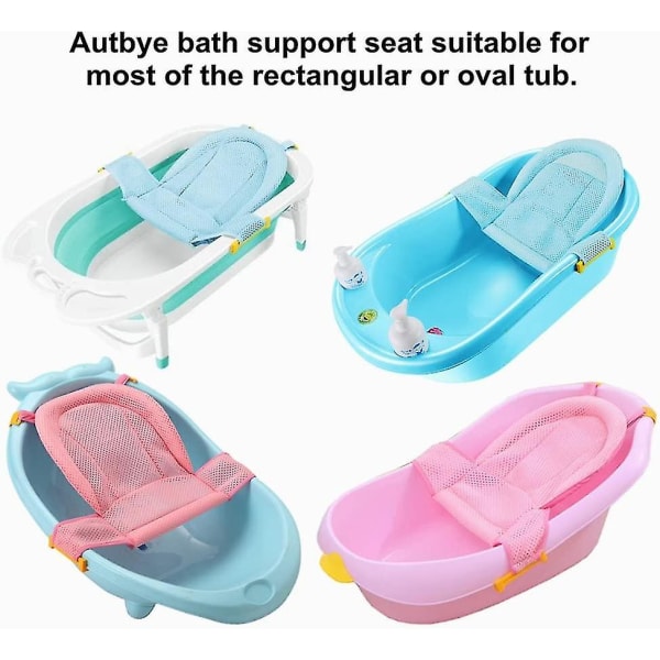 Støttesete for babybadekar, dusjnetting for nyfødte for badekar, justerbart komfortabelt sklisikkert badesete