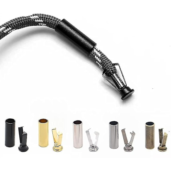 50 Sett med 5 Farger Skolissertopper, Legering Skolisserhode for DIY Skolisser, Tipsbeskytter, Legering Skolisserhoder og Snordender, Metall Aglet Erstatningshode F