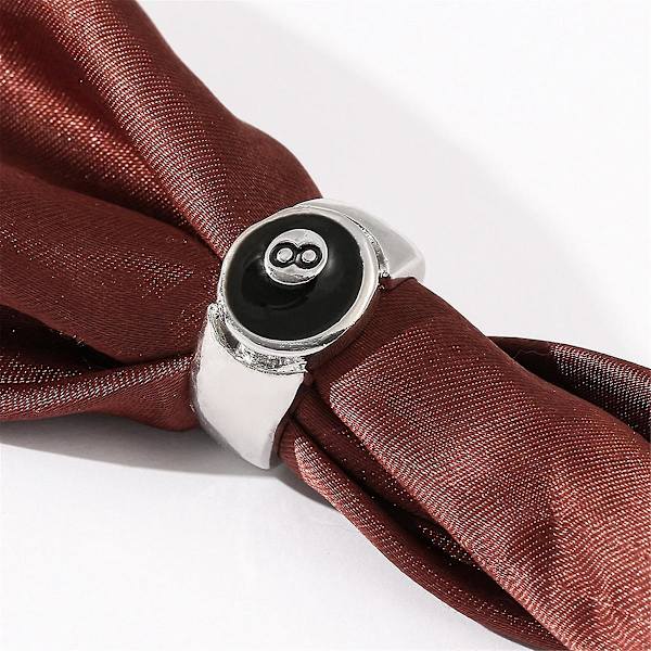 8 Ball Pool Ball Ring, Justerbar Nummer Sort 8 Otte Pool Billard Ring, til Pool-elskere, Billard Mænds Ring Silver