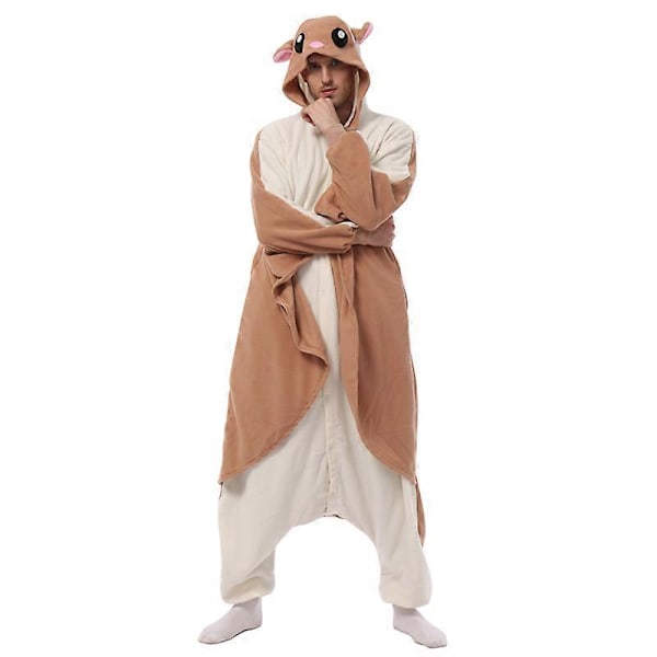 ELEIMOS Halloween Flygande Ekorre Onesie för Kvinnor Män Vuxna Djur Kigurumis Pyjamas Cartoon Pyjamas Hemkläder Cosplay Kostym Hög Kvalitet XL Fit 178-188cm