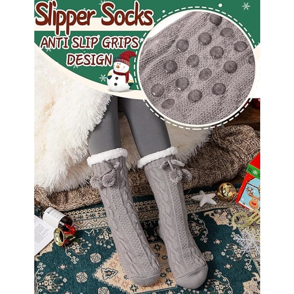 Tøfler Fluffy Sokker Plysjhytte for kvinner Vinter Varm myk ull Komfortable tykke sokker med grep