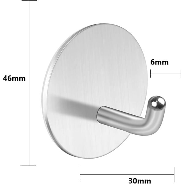 4-pack självhäftande väggkrokar, ingen borrning, väggkrokar i rostfritt stål, självhäftande krokar för vägg, kök, badrum, garderobsdörr, silver