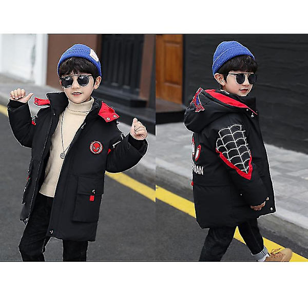 Spider-Man -huppari lapsille, talvi, lämmin takki Black 110cm (3-4years)