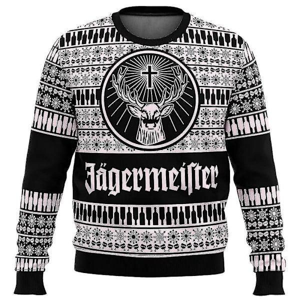 2024 Bebetter Jagermeister Ugly Christmas Sweater Pullover Herr 3d Sweatshirt Toppar Höst- och vinterkläder A 1 L