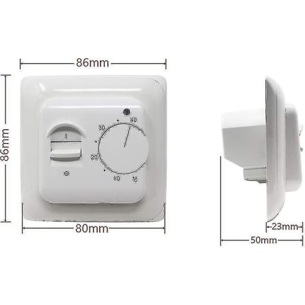 Manuell gulvvarme termostat 220v 16a, elektrisk gulvvarme regulator mekanisk romtermostat med gulvsensor probe1pc