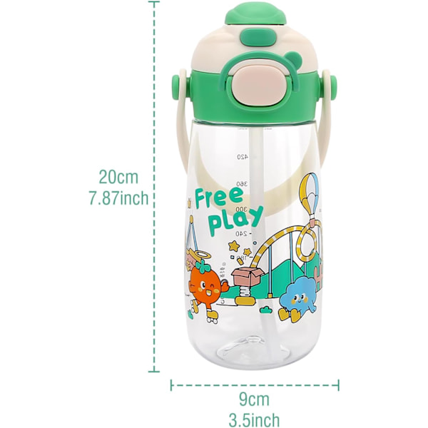 480 ml barnesikre vannflasker, lekkasjesikre, barnas vannflaske for skole med silikonstrå og drikketut, låsebart lokk, BPA-fri, Tritan-plast