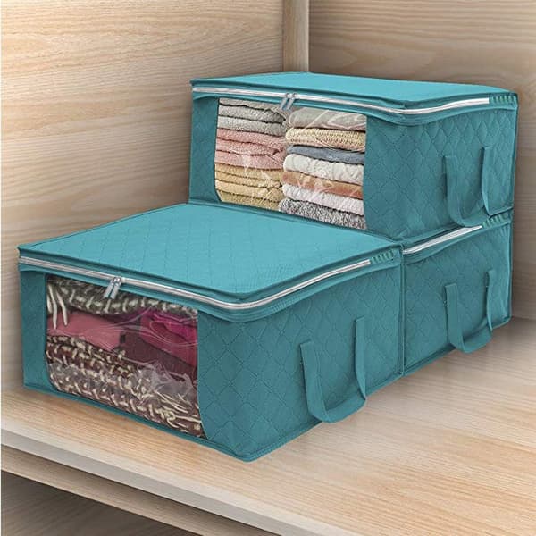 1-pack, Blue Storage Bag Foldable Under Bed Storage Box