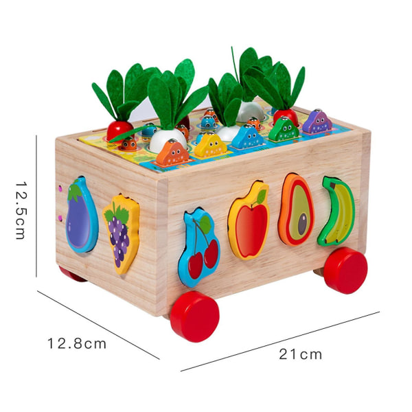 1 sæt Radisefrugt Fiskelegetøjssæt Træ Pædagogiske multifunktionelle byggeklodser til småbørn