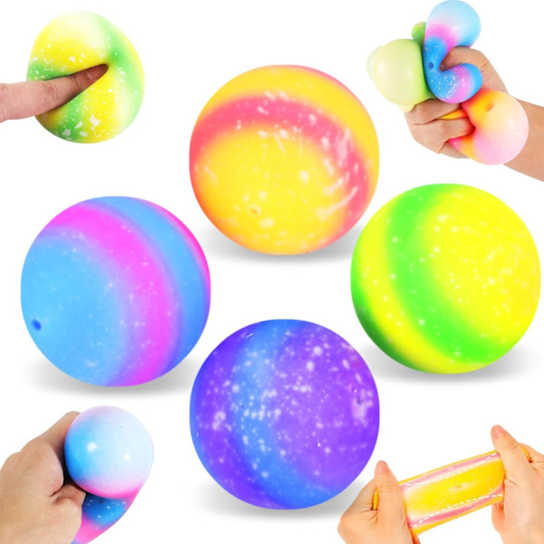 Stressballer for voksne og barn, 4 stk fargerike sensoriske baller for angst stressavlastning Squishy Fidget Ball Squeeze Ball