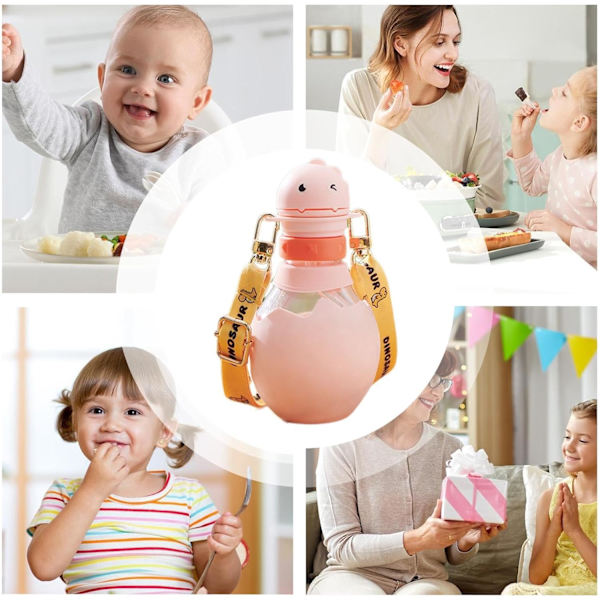 Maidon juomapullo, sarjakuvajuomapullo, vuototiivis pullo, söpö uudelleenkäytettävä pullo, juomapullo, pullo, helppo tarttua kahvoihin, söpö sarjakuvajuomapullo