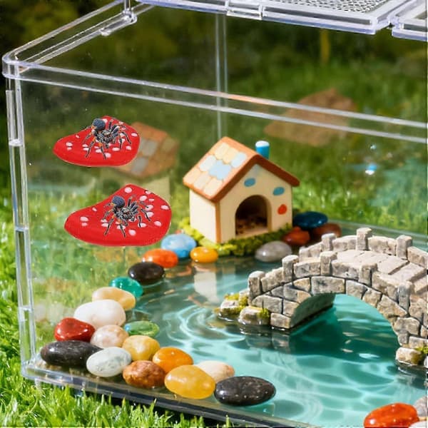 Springedderkop Indhegning Tilbehør 3 Stk. Springedderkop Svampestyling Platforme med Magnetisk Montering til Klatring, Hvile og Udforskning