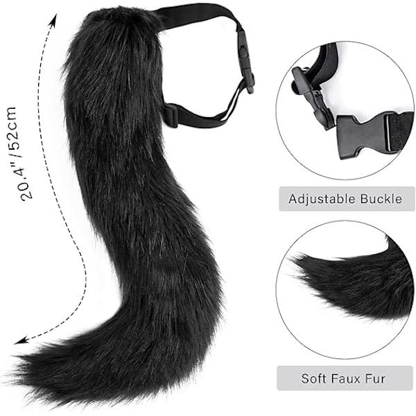 Kettu Faux Fur Hännän Kissa Korvat Panta Halloween Juhla Puku Kaula Choker Cosplay Sarja Naisille Black